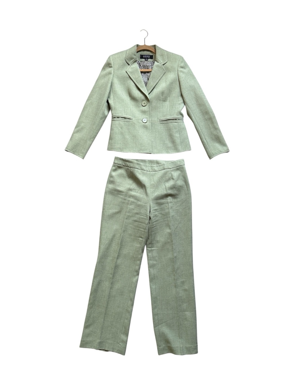 KASPER Two Piece Pant Suit Blazer Sage Green